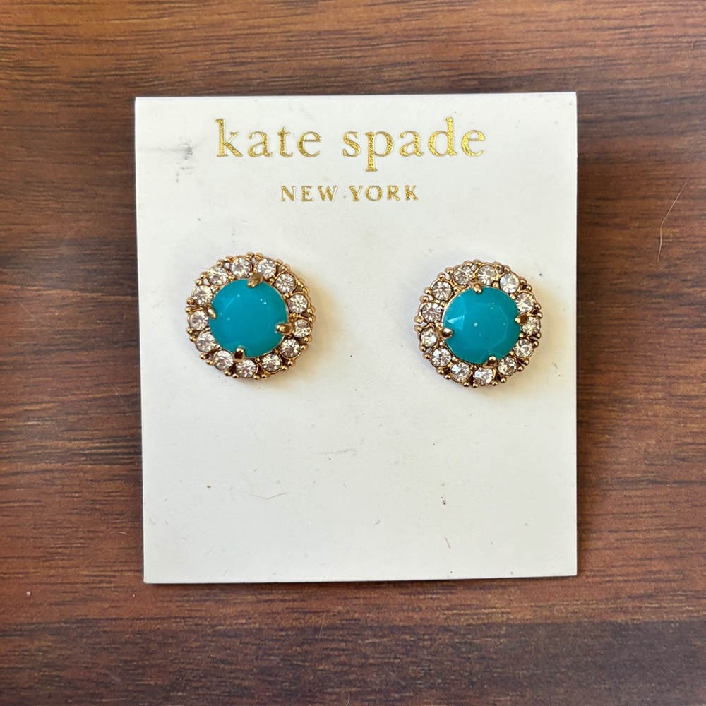 Stunning Kate Spade 14k Gold Fill Turquoise Stud Earrings